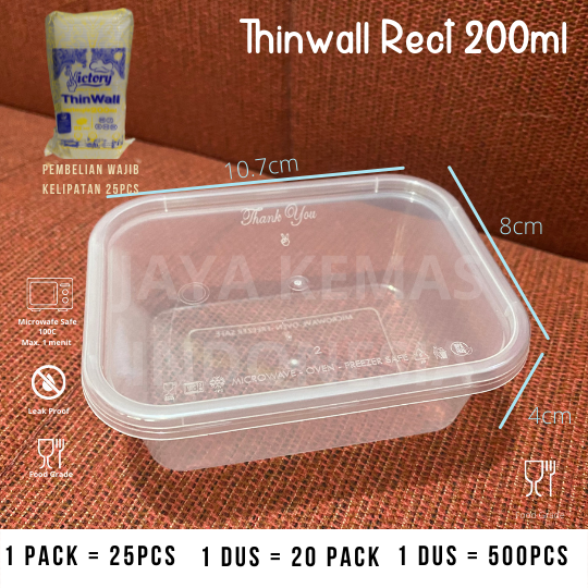 Foto Thinwall Rectangle 200ml | Thinwall Persegi Panjang 200 ml