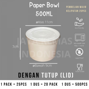 Paper Bowl 500ml | Mangkok Kertas 17oz