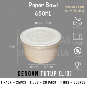 Paper Bowl 650ml | Mangkok Kertas 24oz