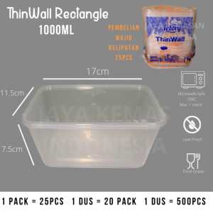 Thinwall Rectangle 1000ml | Thinwall Persegi Panjang 1000 ml