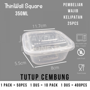 ThumbnailThinwall Square 350ml CEMBUNG | Thinwall Kotak CEMBUNG 350ml
