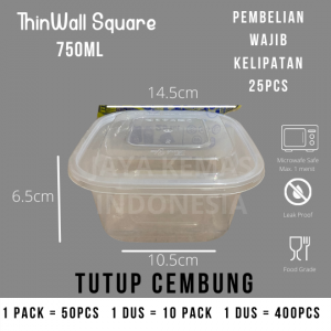 Thinwall Square 750ml CEMBUNG | Thinwall Kotak Cembung 750 ml