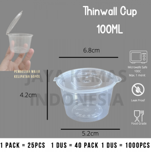 Thinwall sauce Cup 100 ml | Cup Saus Sambal 100ml | Thinwall Cup  Pudding Plastik 100ml
