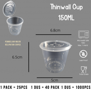 Thinwall sauce Cup 150 ml | Cup Saus Sambal 150ml | Thinwall Cup Pudding Plastik 150ml