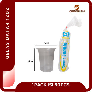 Gelas Plastik Datar 12oz | Cup Plastik Datar 12oz